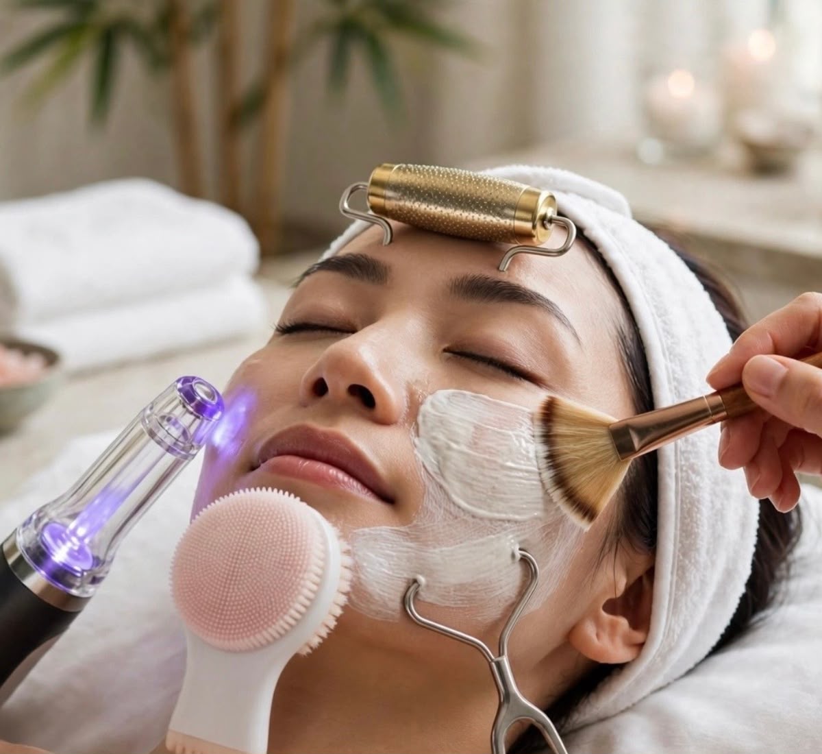 Glow Facial treatment being performed on a client at Kaaya Skin & Hair Studio