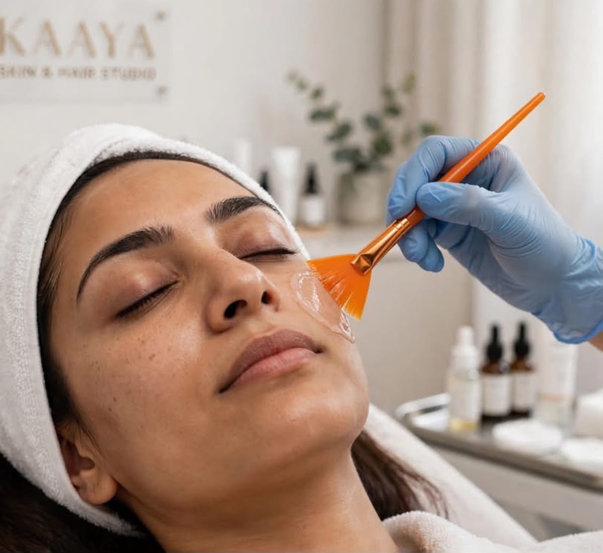 Chemical Peel treatment being performed on a client at Kaaya Skin & Hair Studio
