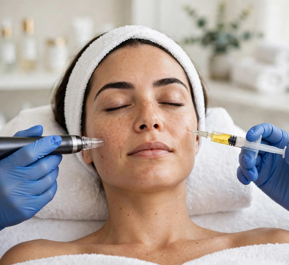 Microneedling treatment being performed on a client at Kaaya Skin & Hair Studio